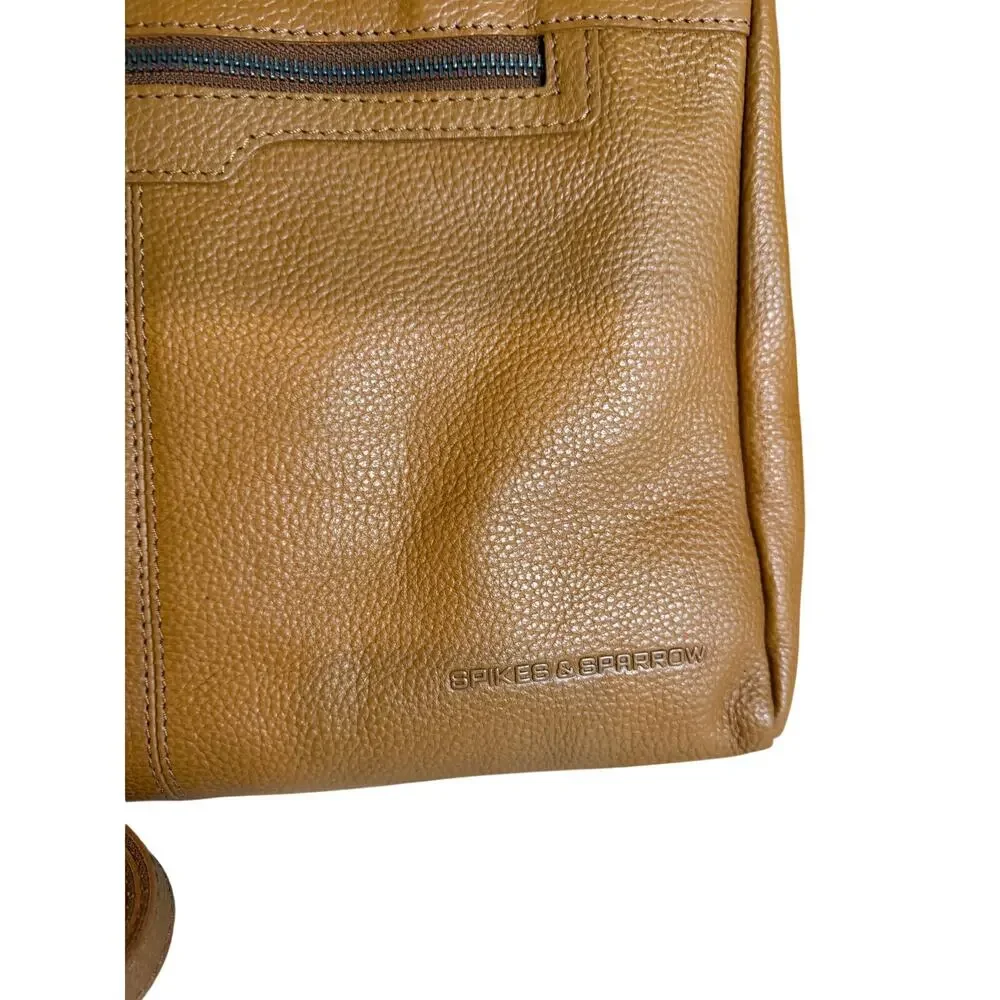 Spikes & Sparrow Pebbled Leather Laptop Tote Bag Tan